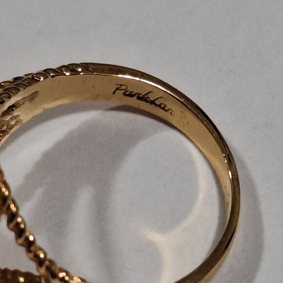 Vtg Park Lane Gold Tone Clear Rhinestone Filigree Statement Cocktail Ring Size 8 - Picture 2 of 10